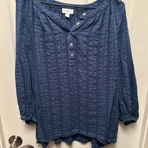 J Jill Textured Navy Blouse